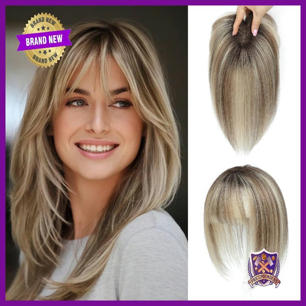 10 Inch Human Hair Topper with Bangs for Thinning Hair